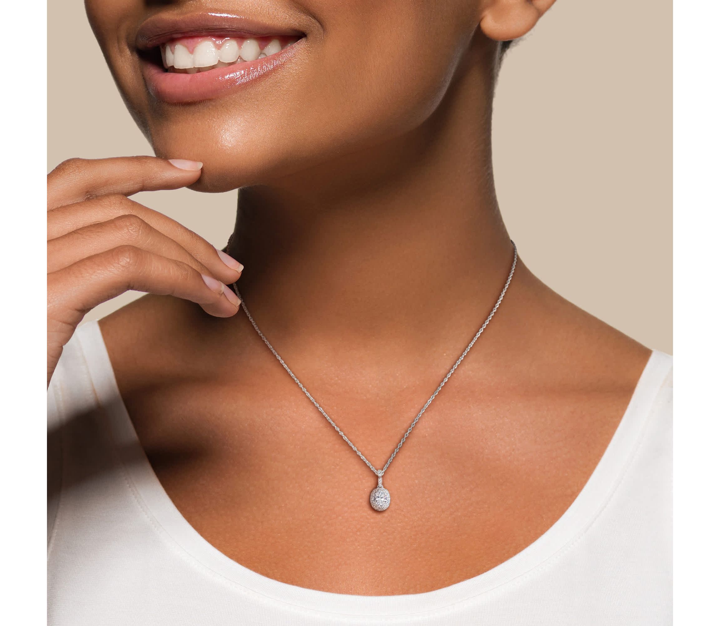 Lab Created Lab Grown Diamonds Pendant With Chain in Sterling Silver, 17"