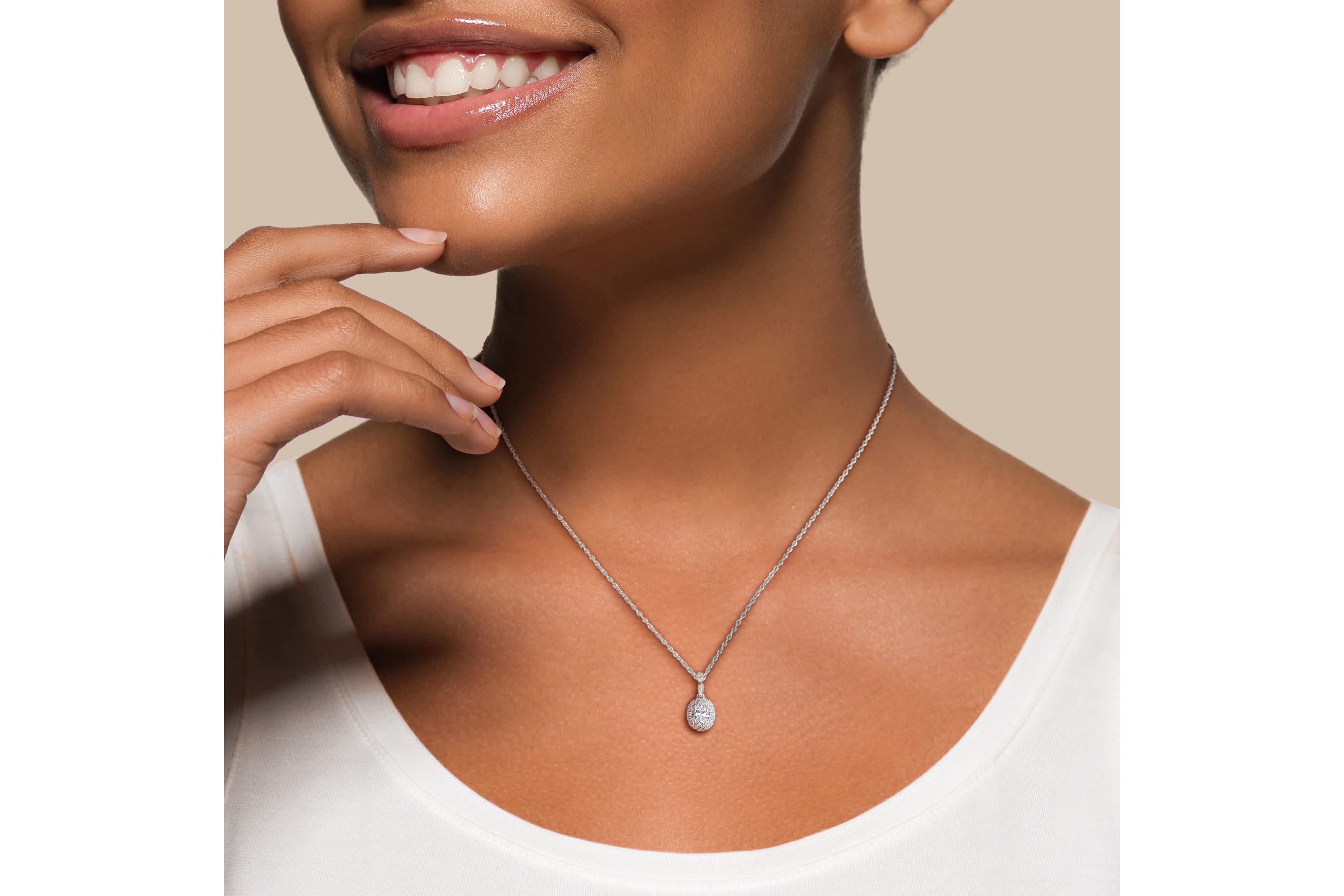 Lab Created Lab Grown Diamonds Pendant With Chain in Sterling Silver, 17"
