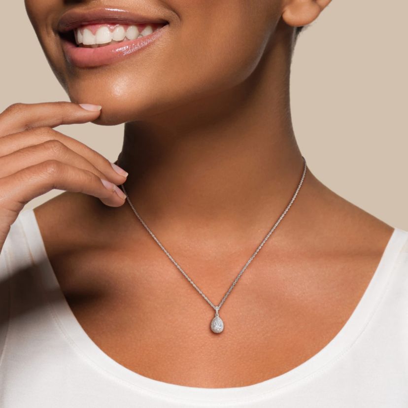 Lab Created Lab Grown Diamonds Pendant With Chain in Sterling Silver, 17"