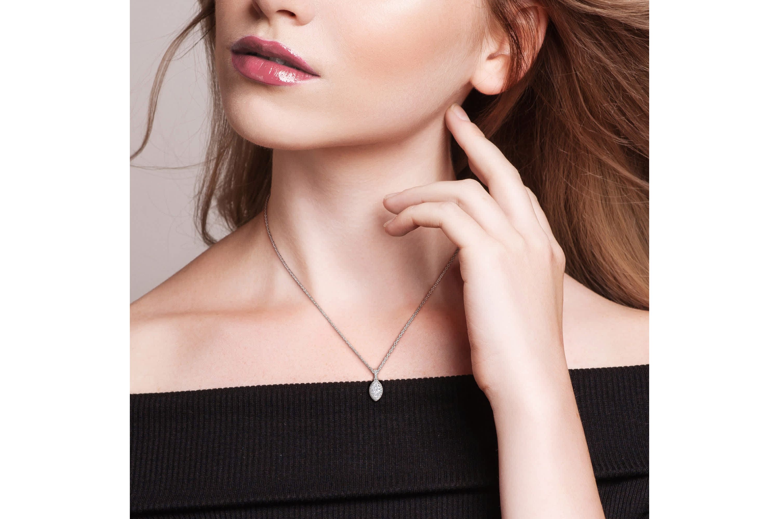 Lab Created Lab Grown Diamonds Pendant With Chain in Sterling Silver, 17"