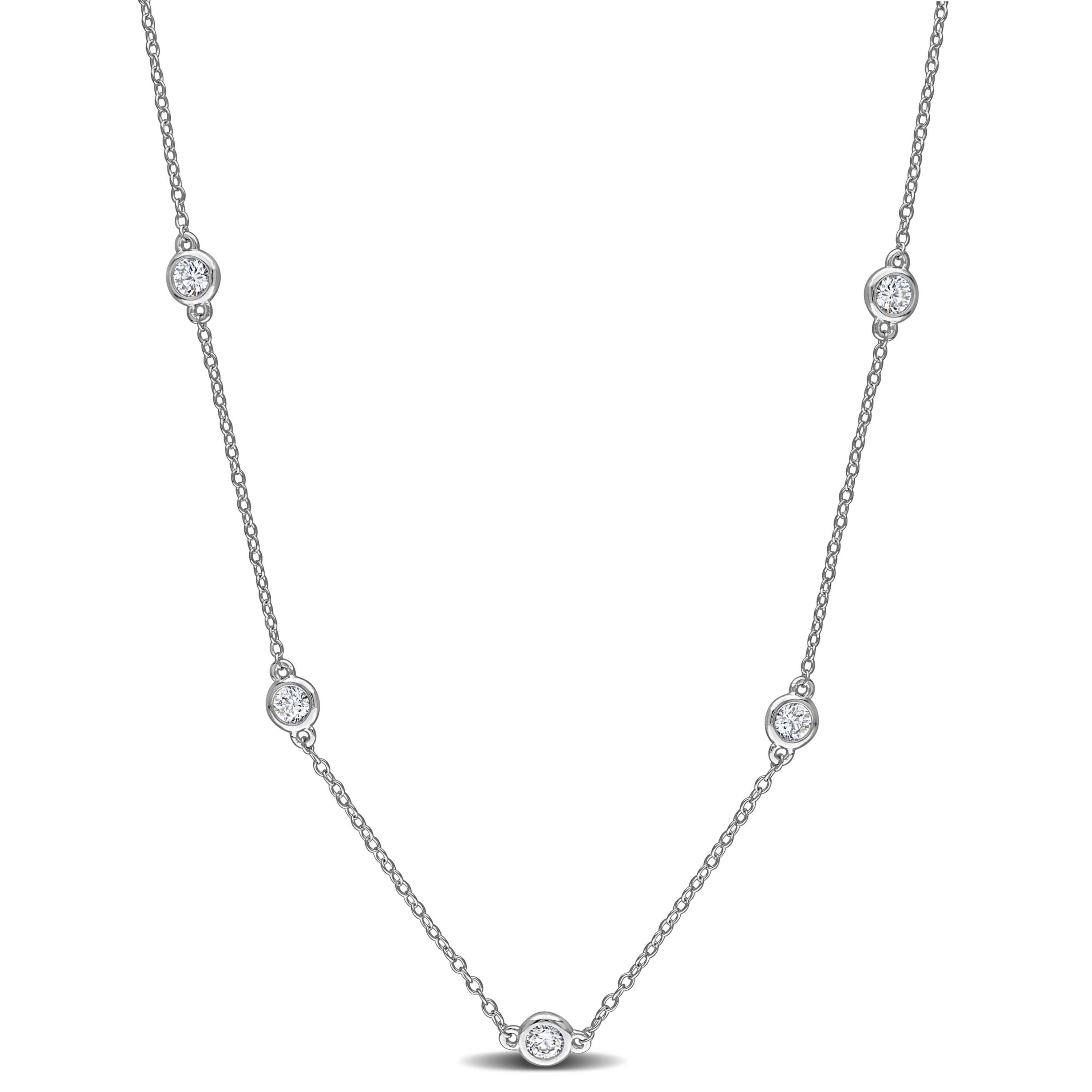 Lab Created Lab Grown Diamond Necklace in Sterling Silver, 16"