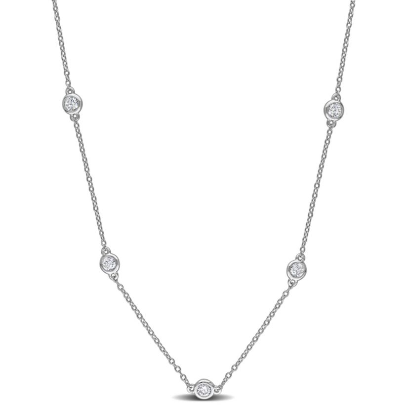 Lab Created Lab Grown Diamond Necklace in Sterling Silver, 16"