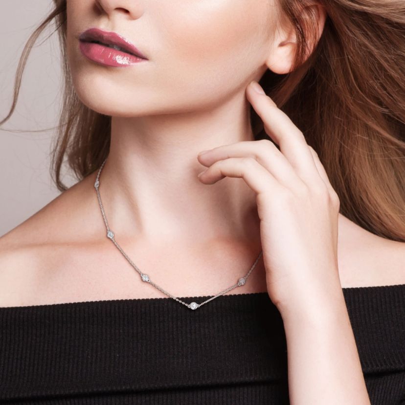 Lab Created Lab Grown Diamond Necklace in Sterling Silver, 16"