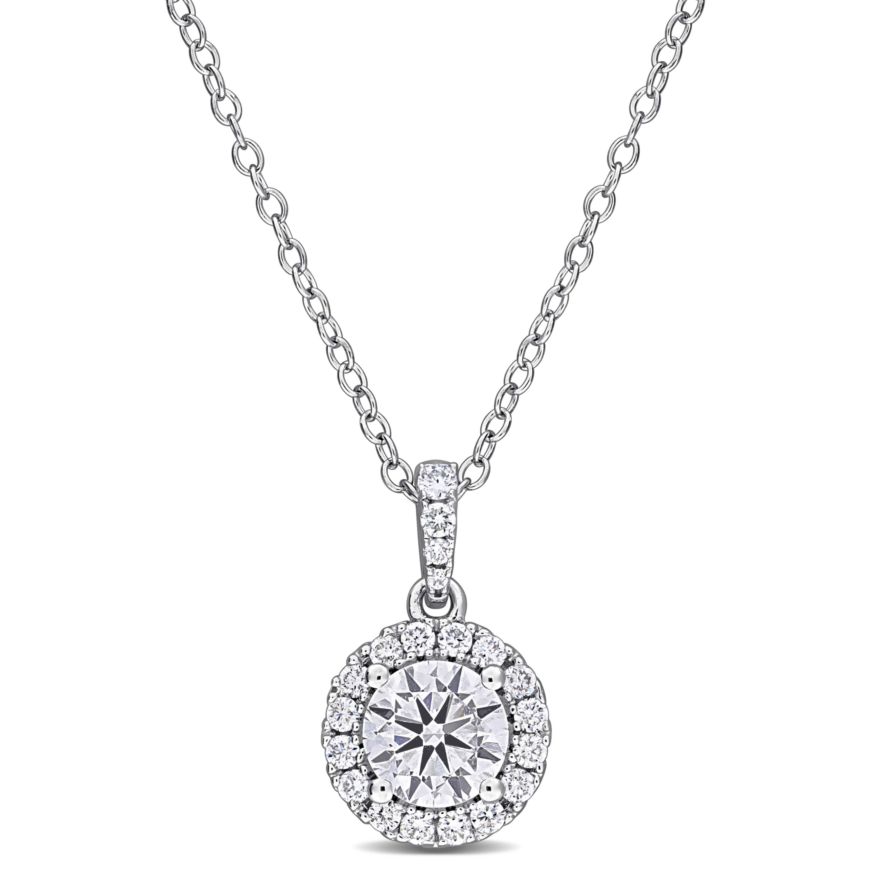 Lab Created Lab Grown Diamond Pendant With Chain in Sterling Silver, 17"