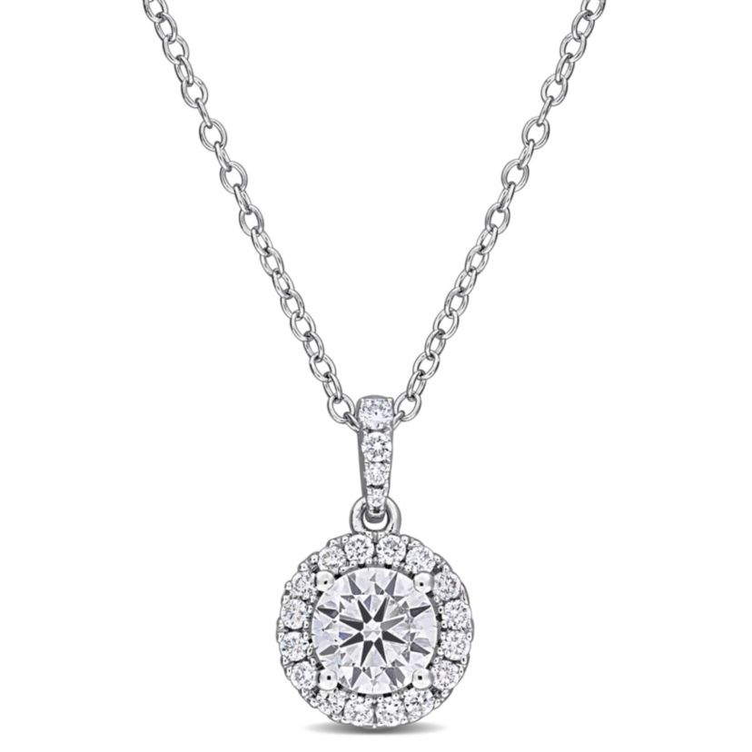 Lab Created Lab Grown Diamond Pendant With Chain in Sterling Silver, 17"