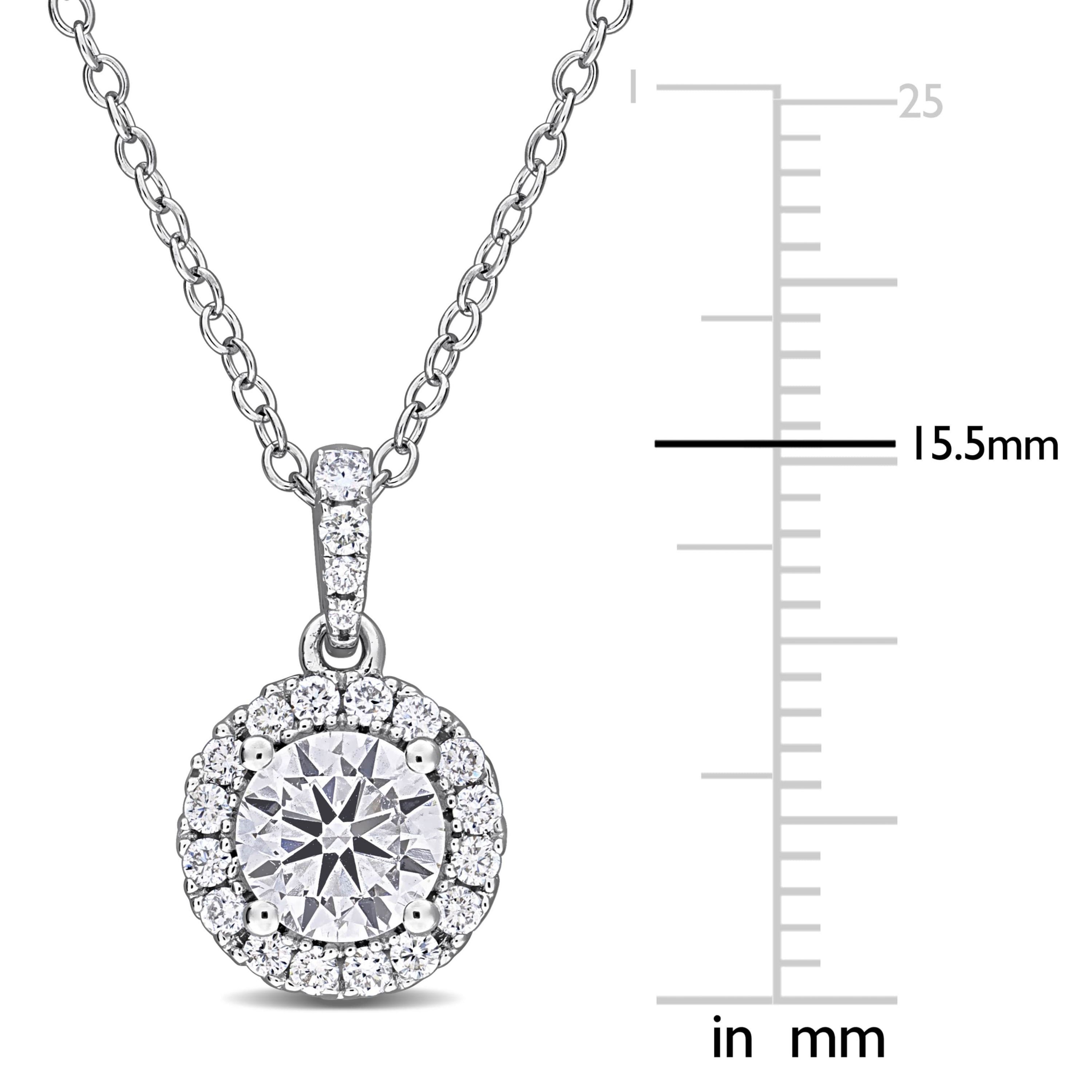 Lab Created Lab Grown Diamond Pendant With Chain in Sterling Silver, 17"