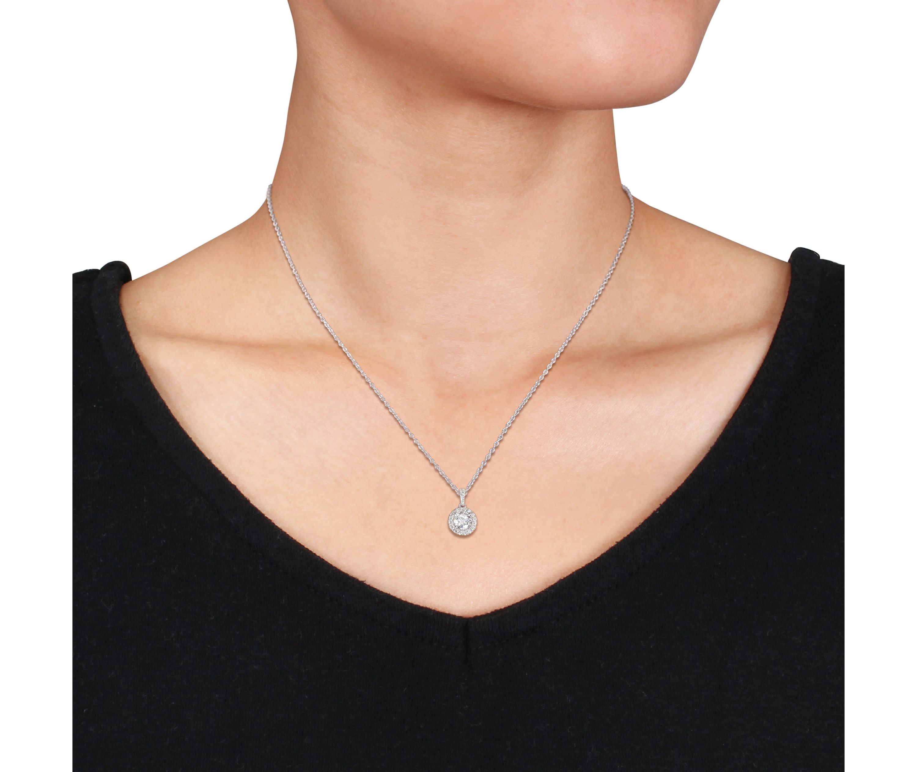 Lab Created Lab Grown Diamond Pendant With Chain in Sterling Silver, 17"