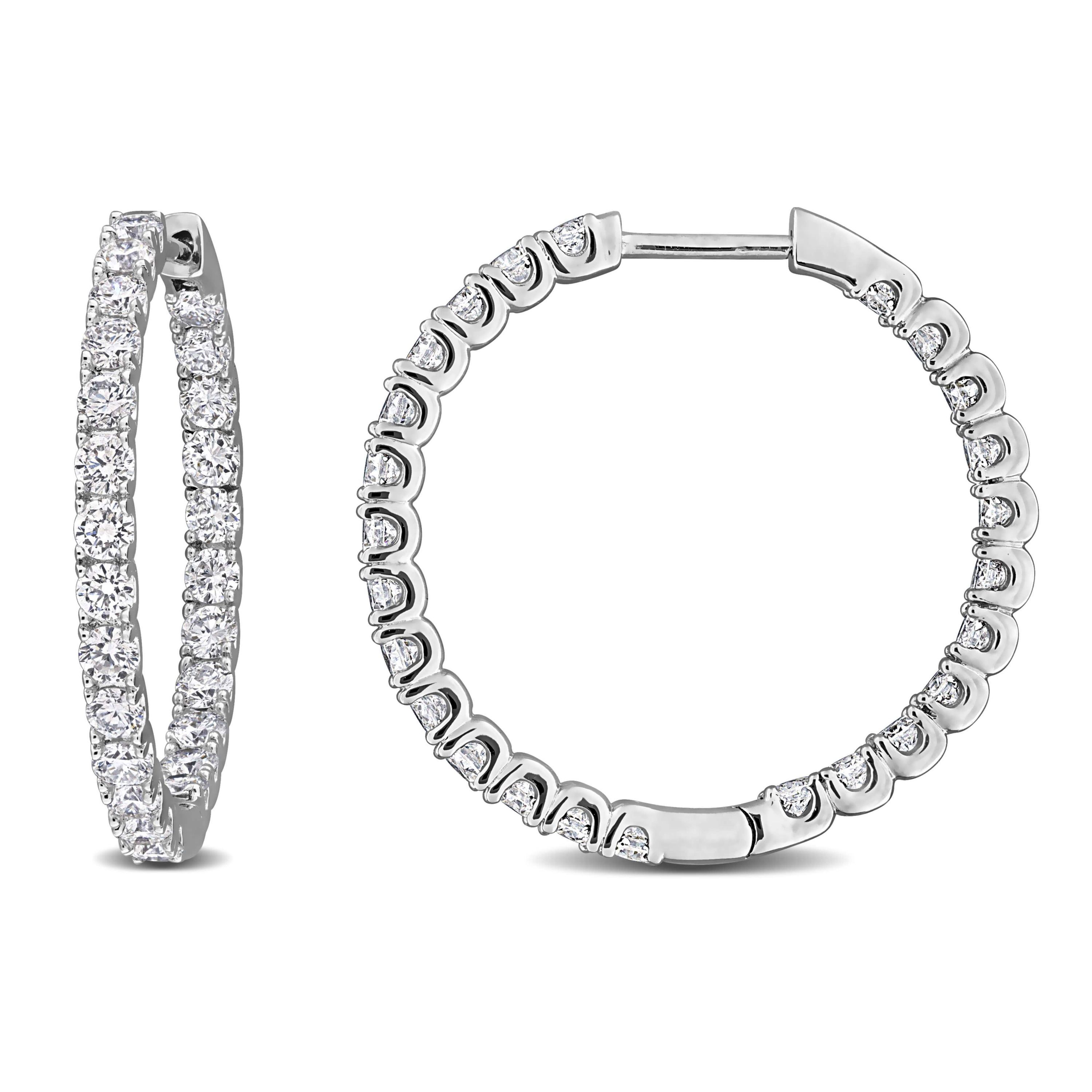 Lab Created Lab Grown Diamond Hoop Earrings in Sterling Silver