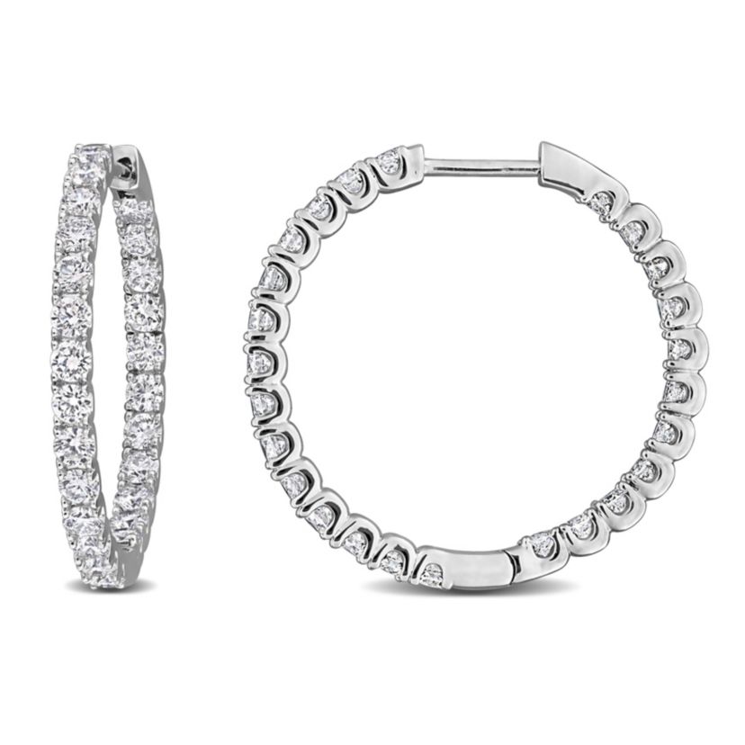 Lab Created Lab Grown Diamond Hoop Earrings in Sterling Silver