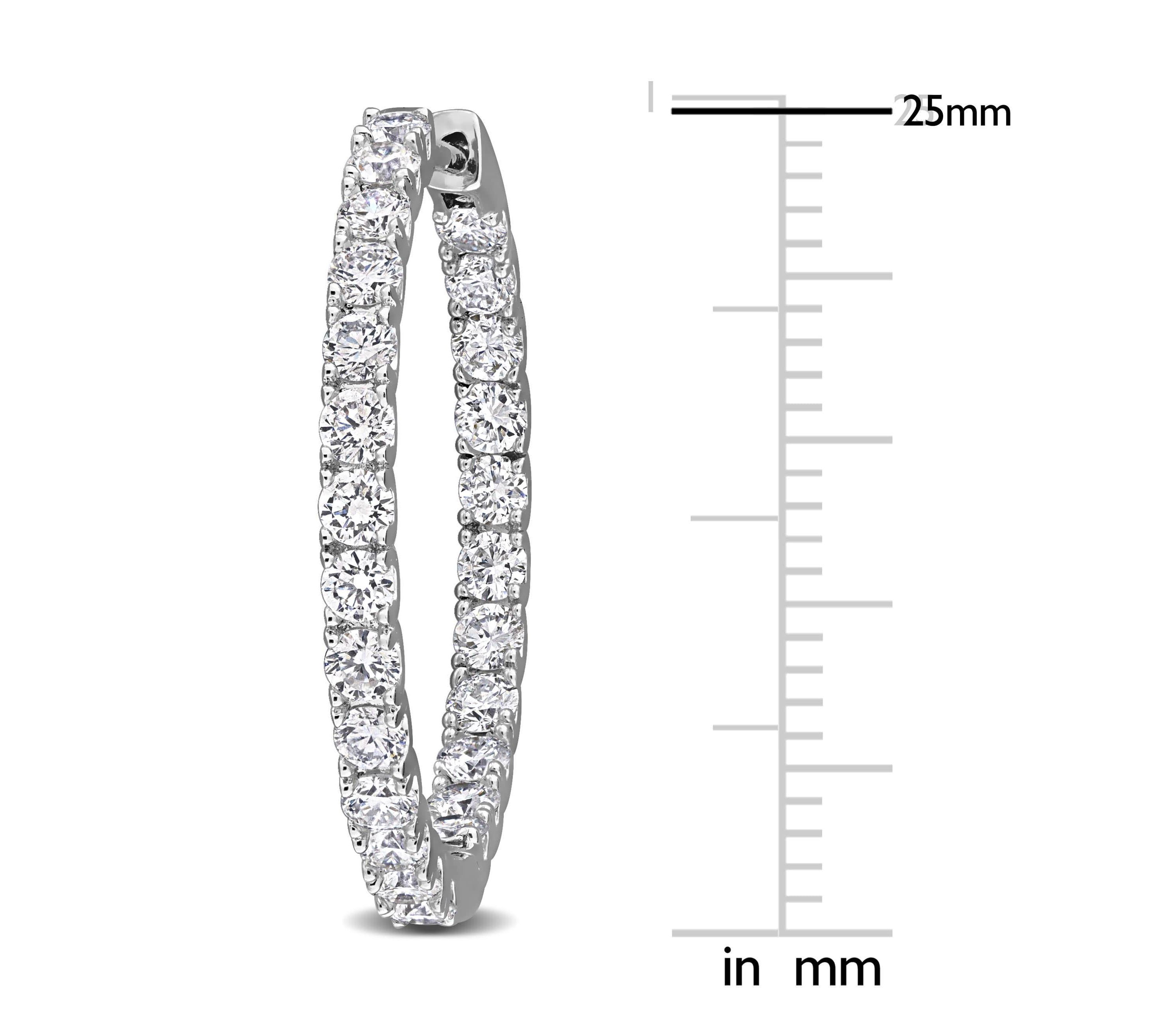 Lab Created Lab Grown Diamond Hoop Earrings in Sterling Silver
