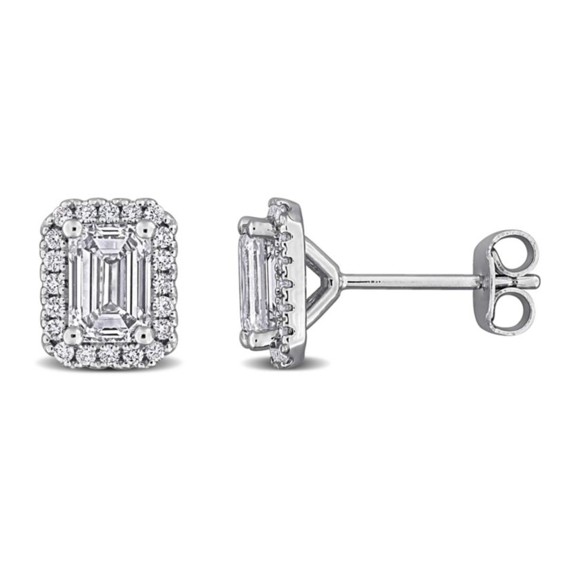 Lab Created Lab Grown Diamonds Stud Post Earrings in Sterling Silver