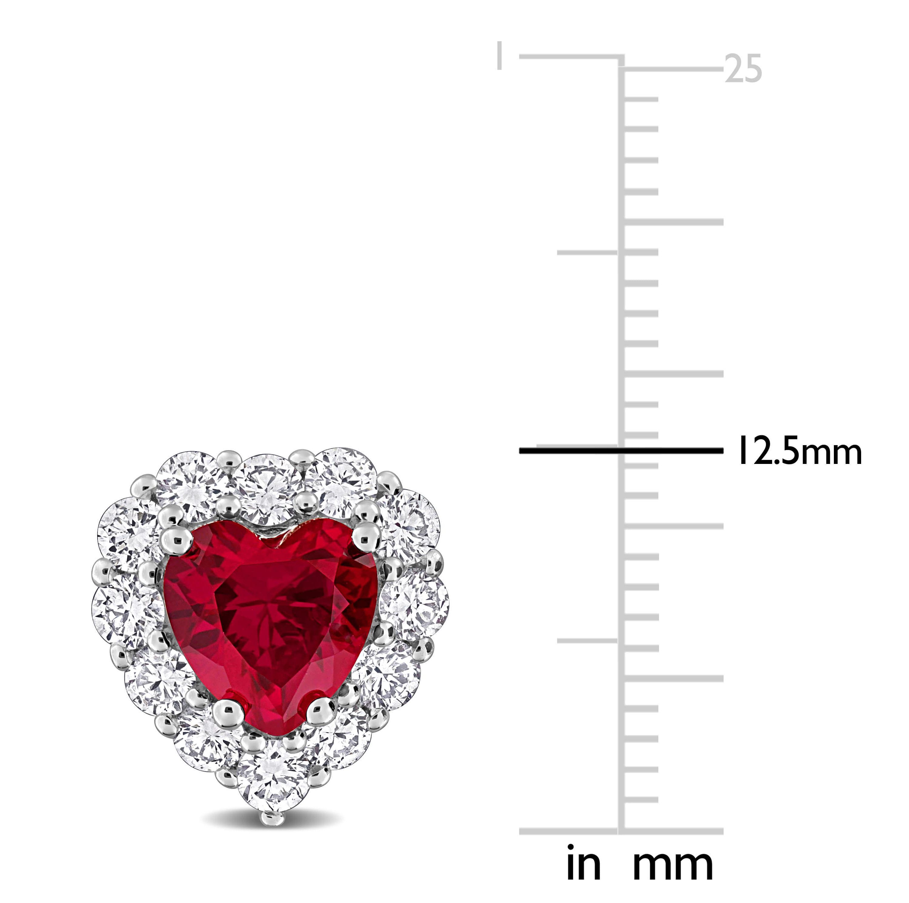 Lab Created Lab Grown Diamond & Created Ruby Stud Post Earrings in Sterling Silver