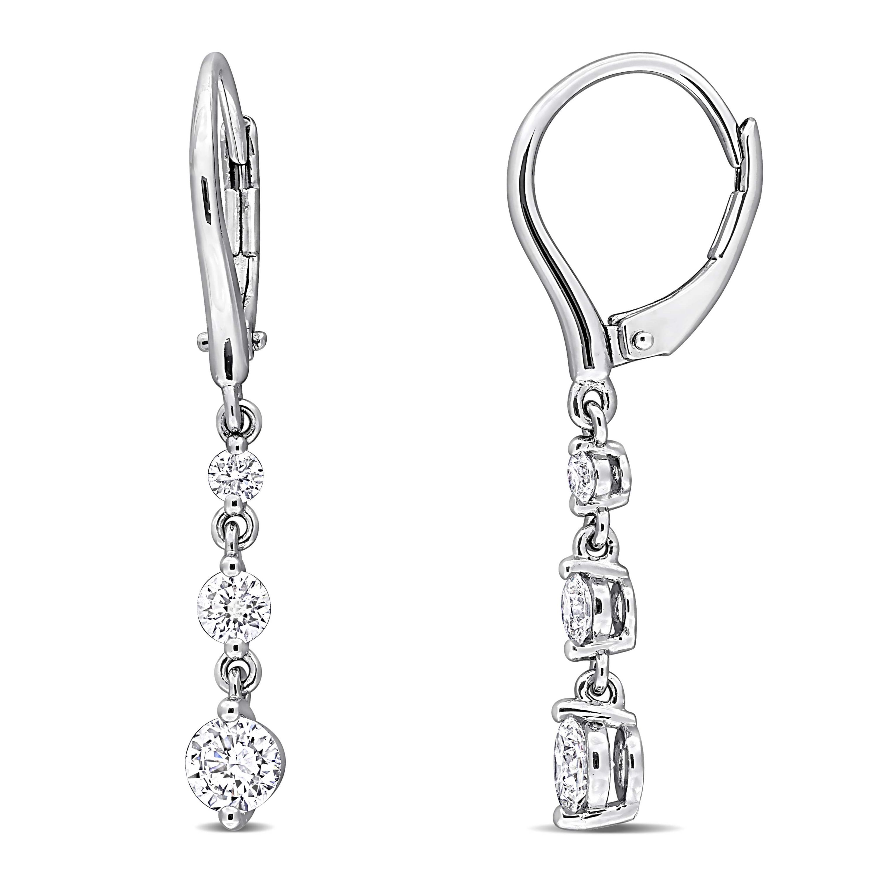 Lab Created Lab Grown Diamond LeverBack Earrings in Sterling Silver