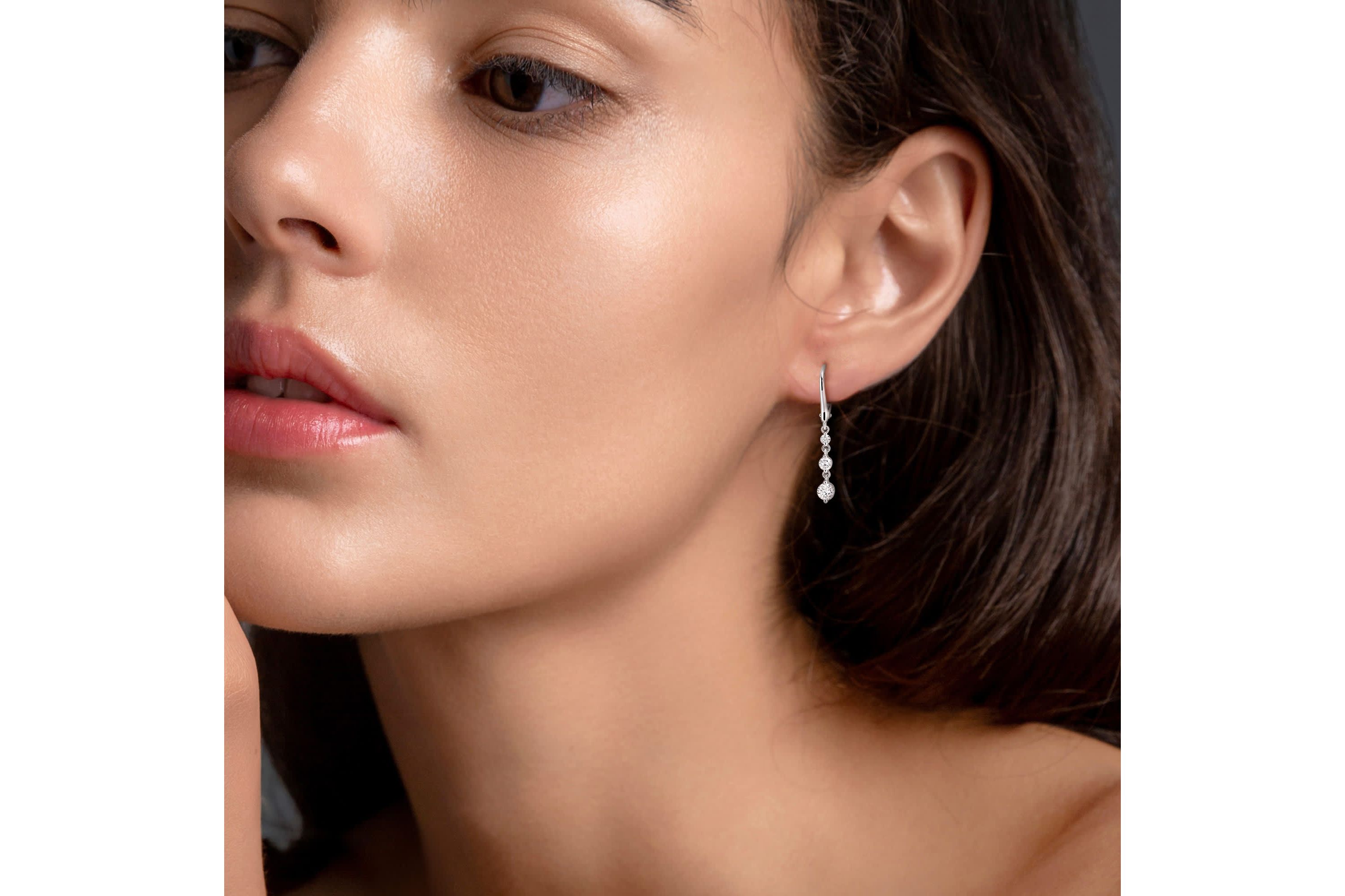 Lab Created Lab Grown Diamond LeverBack Earrings in Sterling Silver