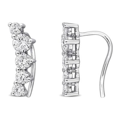 Belk & Co Lab Created Diamond Charm Earrings in Sterling Silver, White