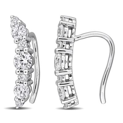 Belk & Co Lab Created Diamond Charm Earrings in Sterling Silver, White