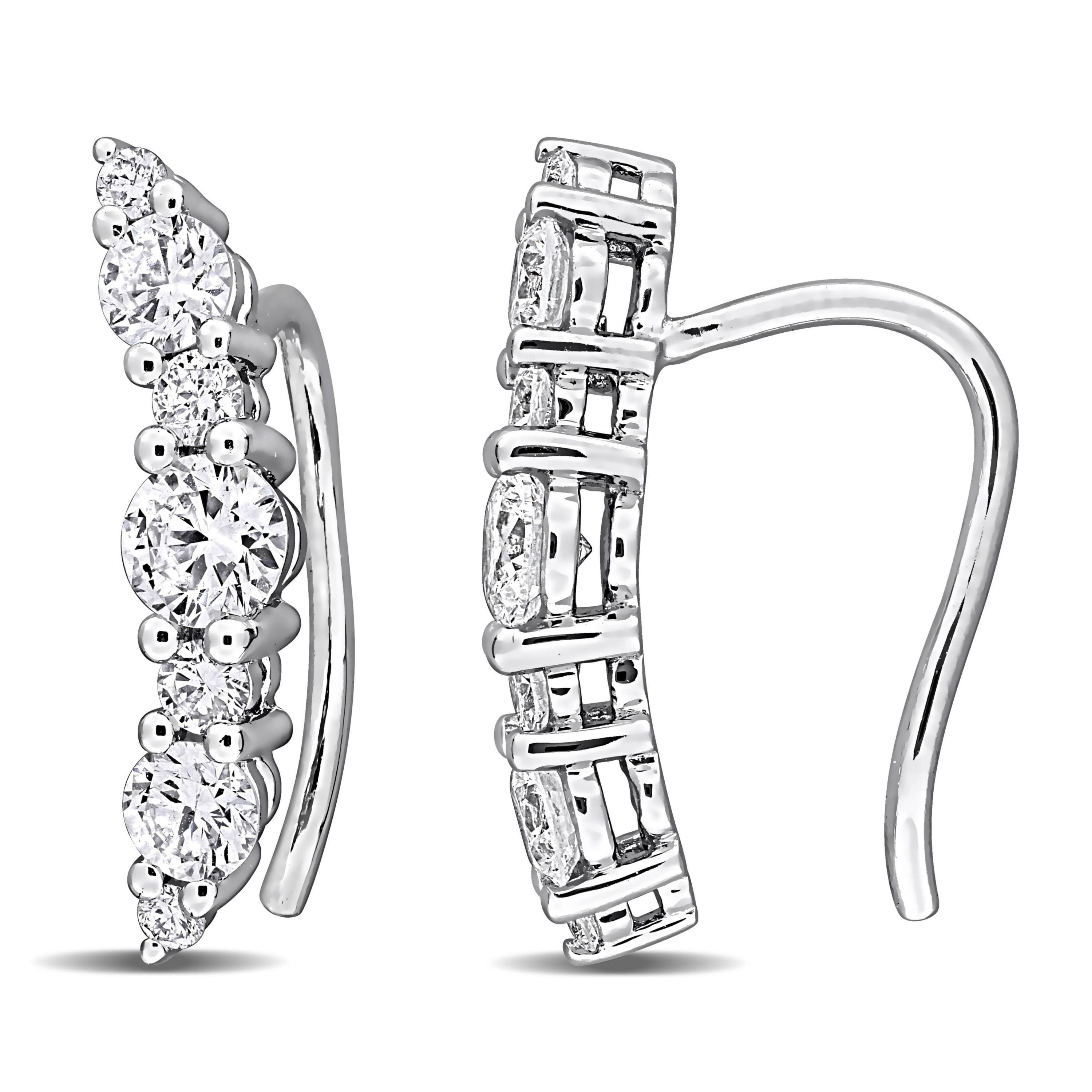 Lab Created Lab Grown Diamond Charm Earrings in Sterling Silver