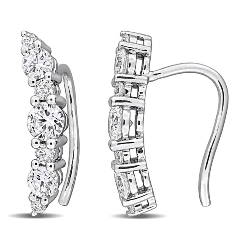 Lab Created Lab Grown Diamond Charm Earrings in Sterling Silver