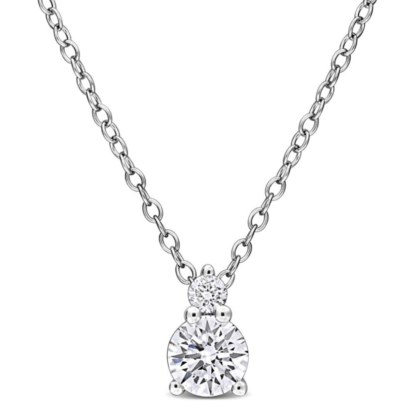 Lab Created Lab Grown Diamond Pendant With Chain in Sterling Silver, 17"