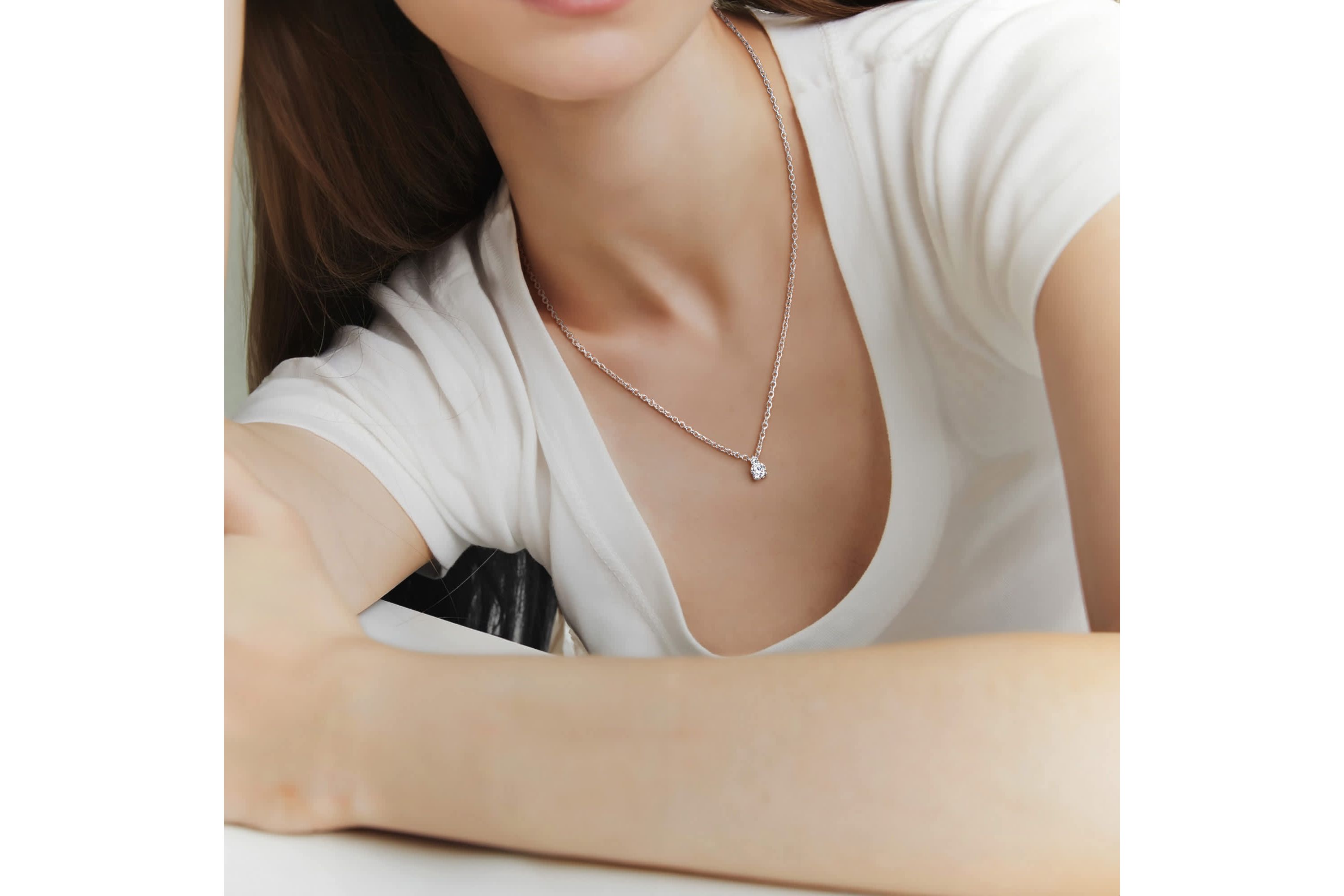 Lab Created Lab Grown Diamond Pendant With Chain in Sterling Silver, 17"