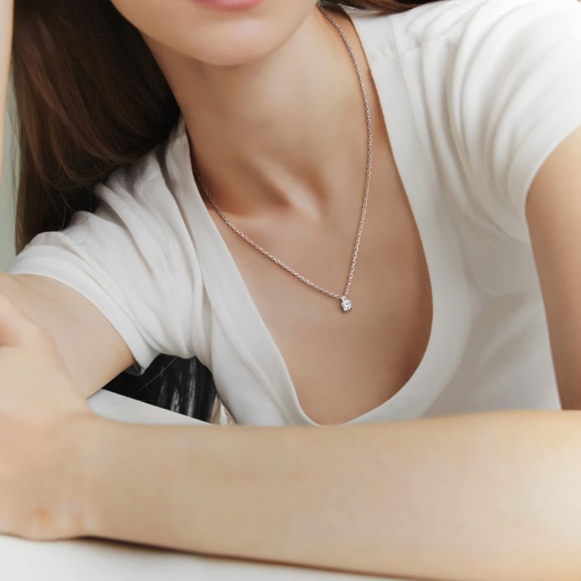 Lab Created Lab Grown Diamond Pendant With Chain in Sterling Silver, 17"