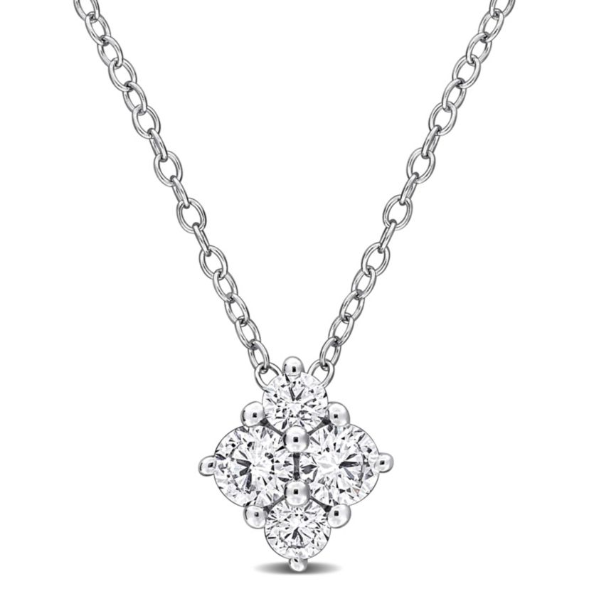 Lab Created Lab Grown Diamond Pendant With Chain in Sterling Silver, 17"