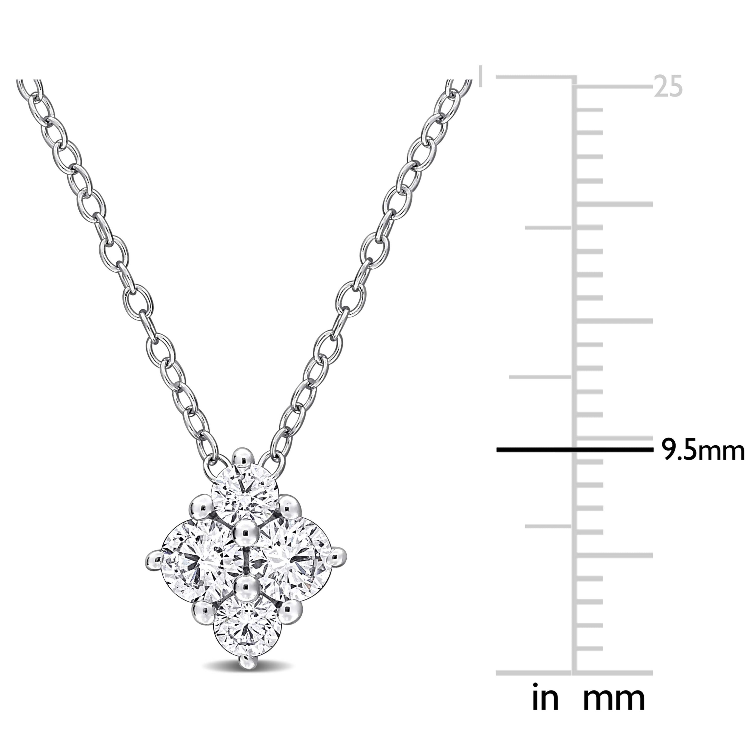 Lab Created Lab Grown Diamond Pendant With Chain in Sterling Silver, 17"