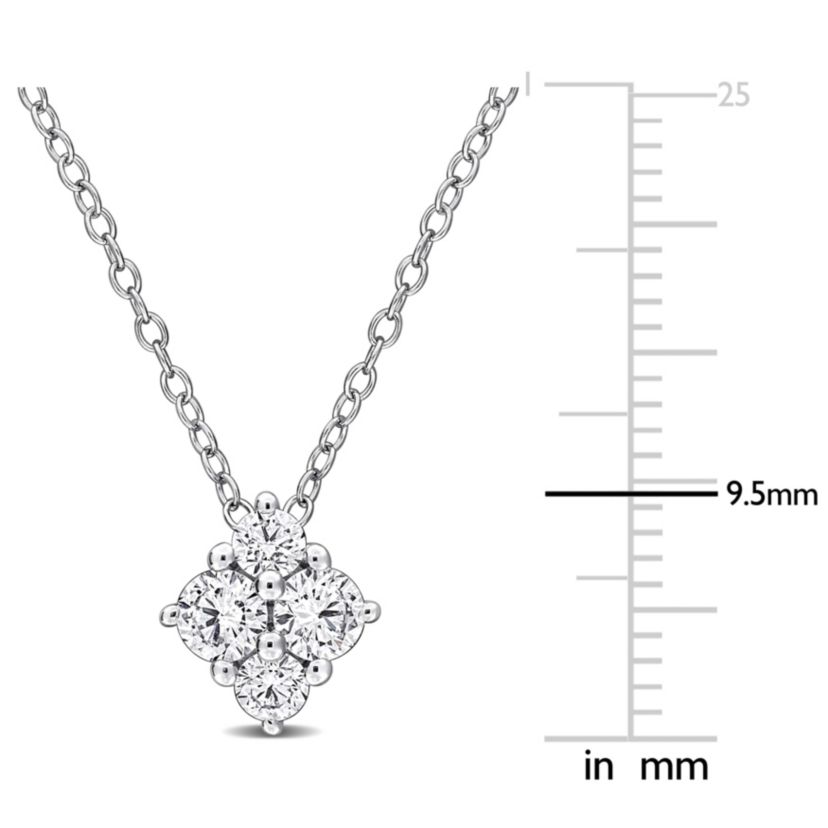 Lab Created Lab Grown Diamond Pendant With Chain in Sterling Silver, 17"