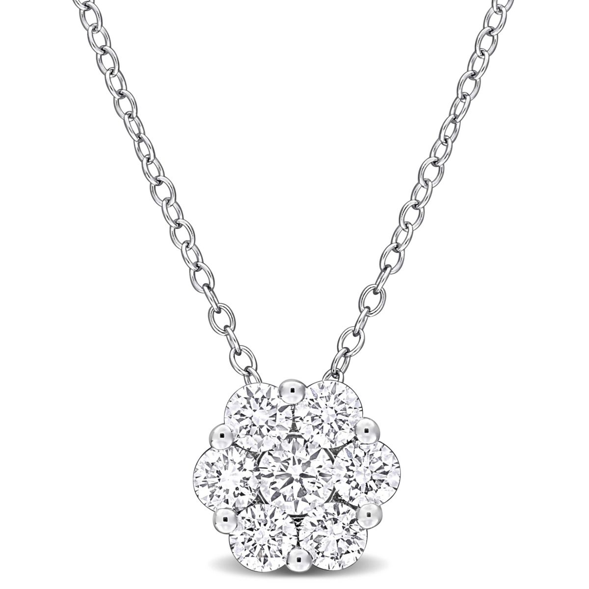Lab Created Lab Grown Diamond Pendant With Chain in Sterling Silver, 17"