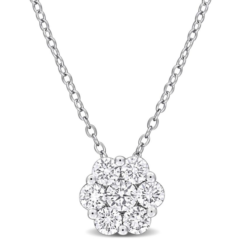 Lab Created Lab Grown Diamond Pendant With Chain in Sterling Silver, 17"