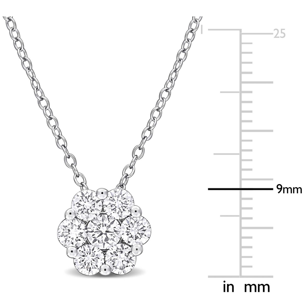 Lab Created Lab Grown Diamond Pendant With Chain in Sterling Silver, 17"