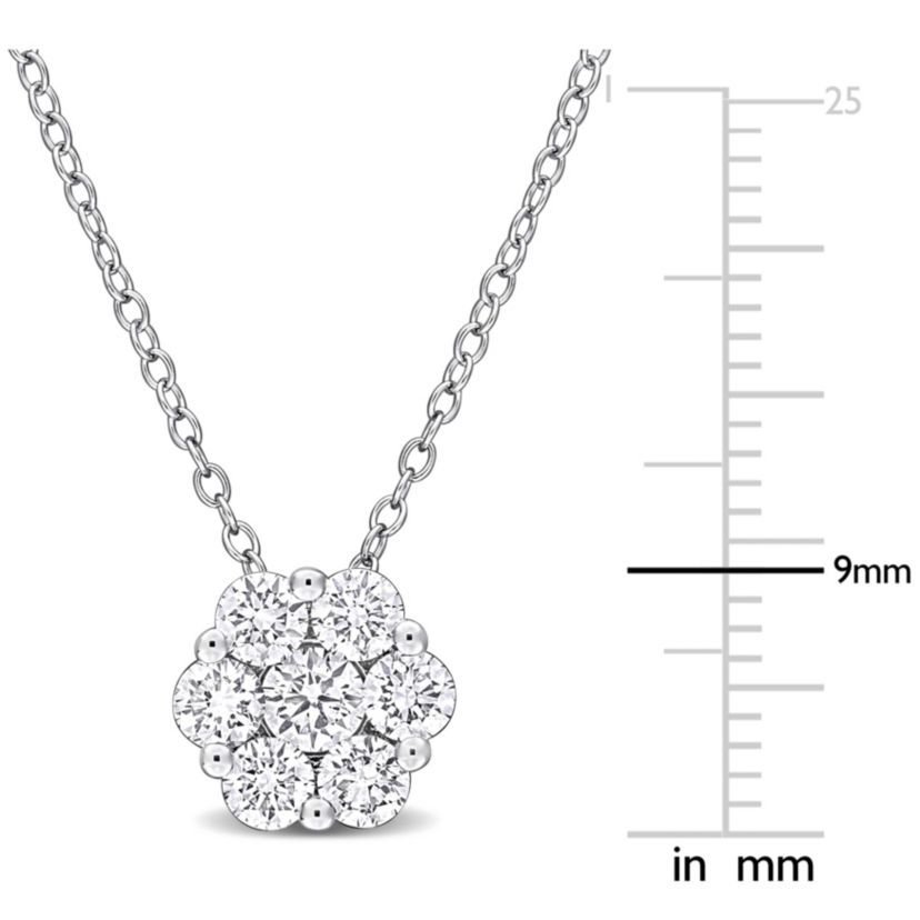 Lab Created Lab Grown Diamond Pendant With Chain in Sterling Silver, 17"