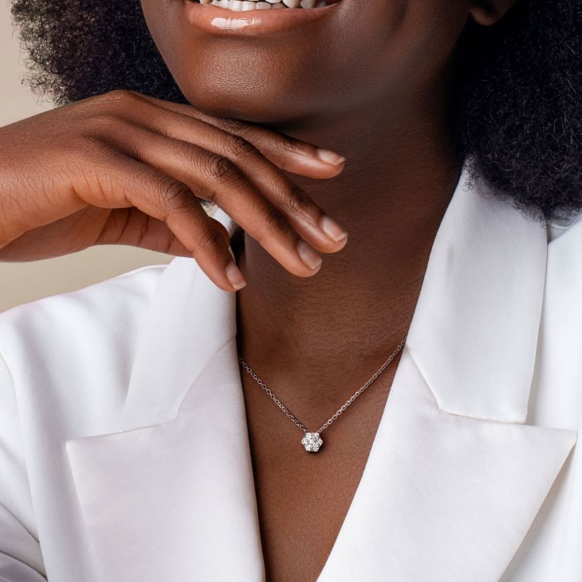 Lab Created Lab Grown Diamond Pendant With Chain in Sterling Silver, 17"