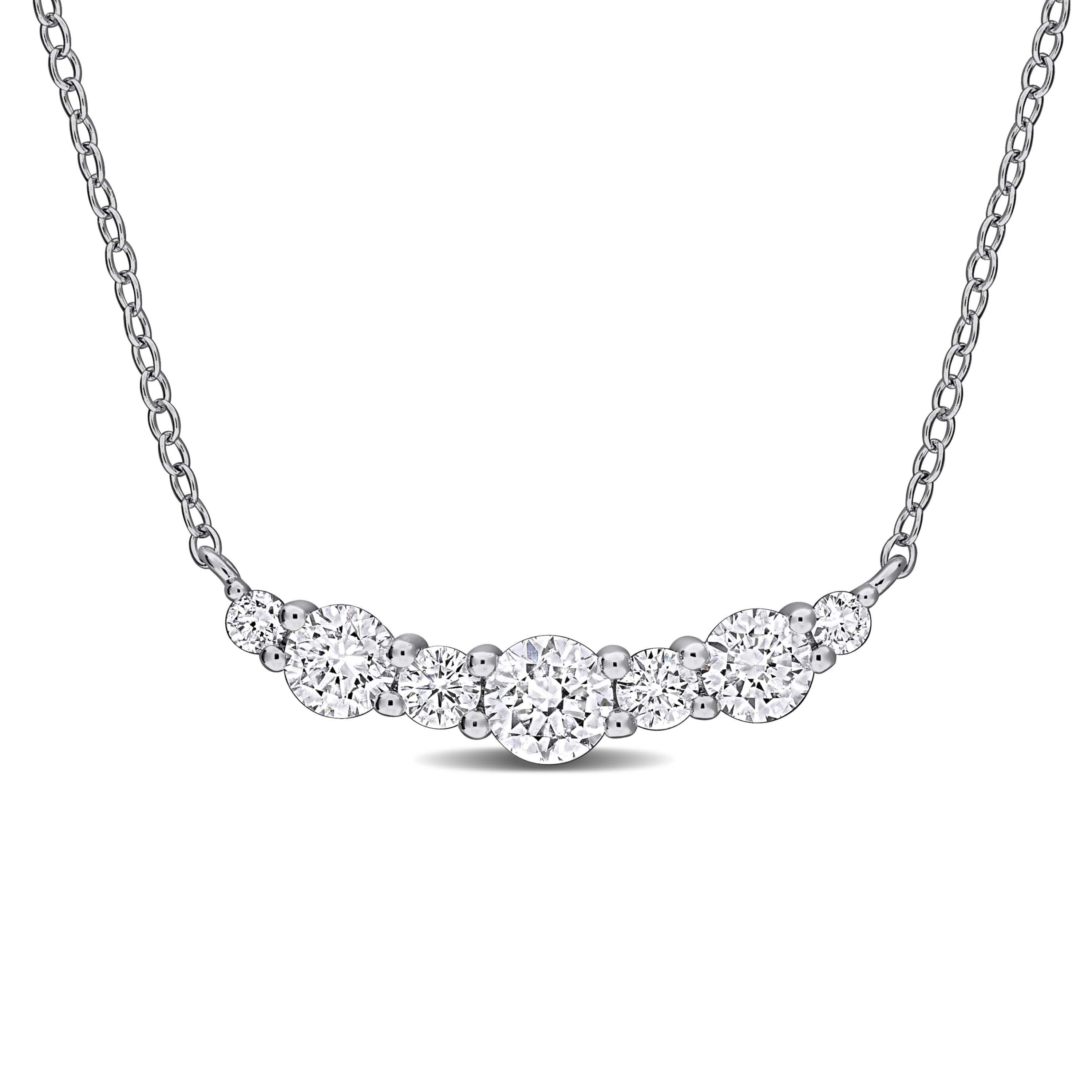 Lab Created Lab Grown Diamond Necklace in Sterling Silver, 17"