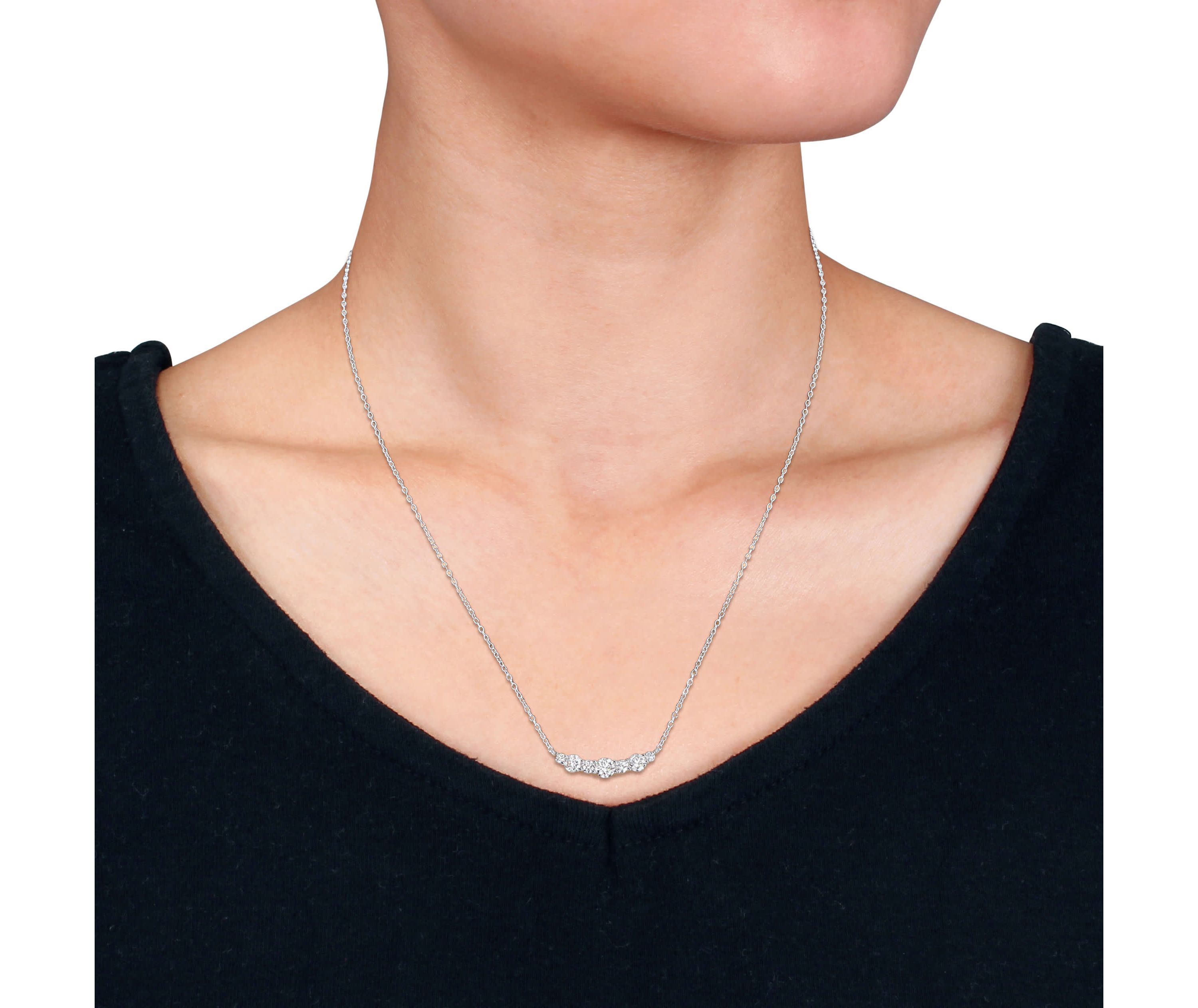 Lab Created Lab Grown Diamond Necklace in Sterling Silver, 17"