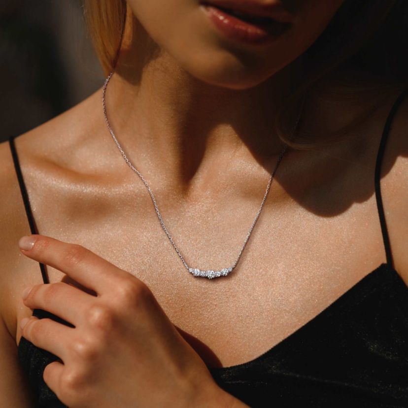 Lab Created Lab Grown Diamond Necklace in Sterling Silver, 17"