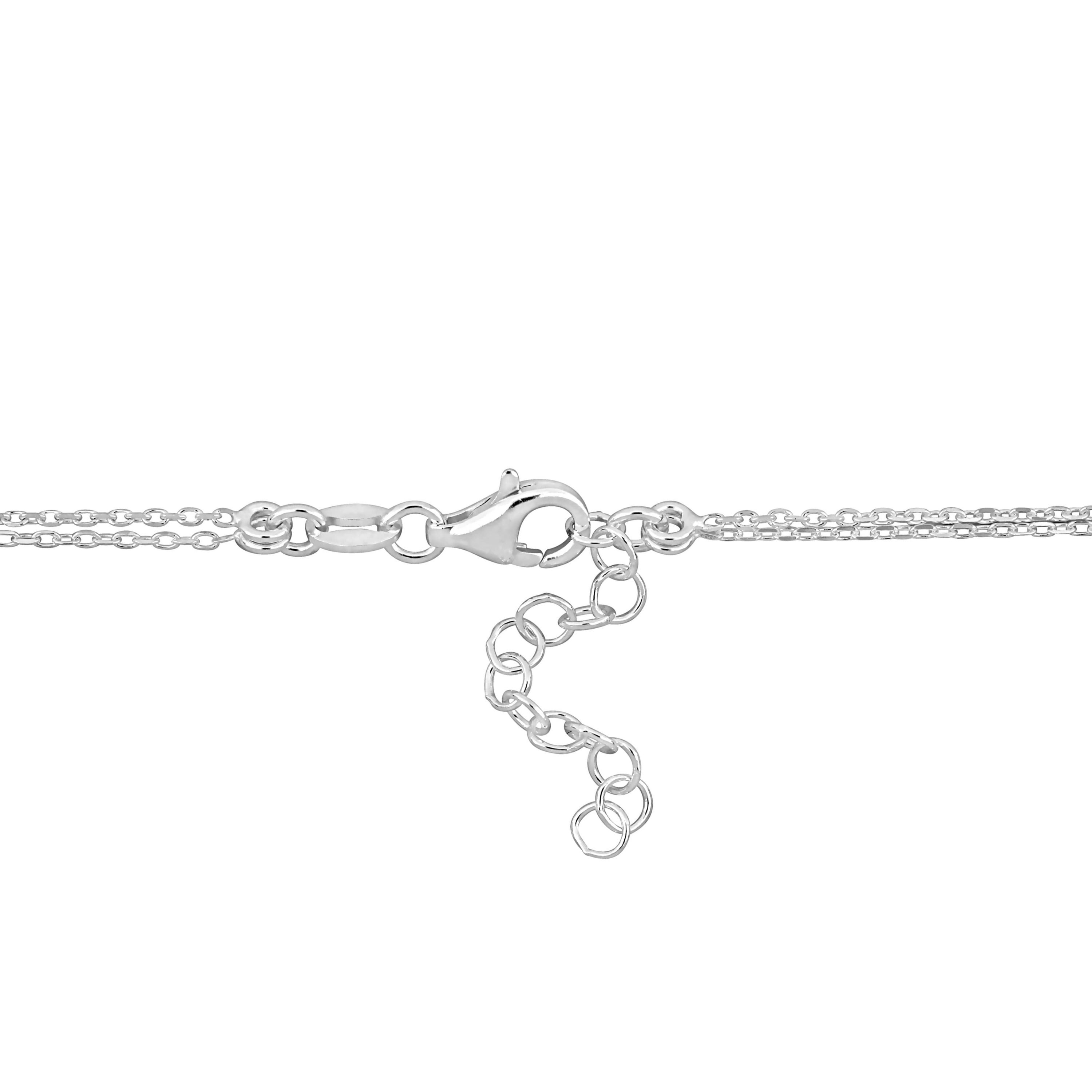 3 Piece Set of Paw Stud Earrings & Charm Necklace in Yellow & White Plated Sterling Silver, 16" & 18"+1"Ext.