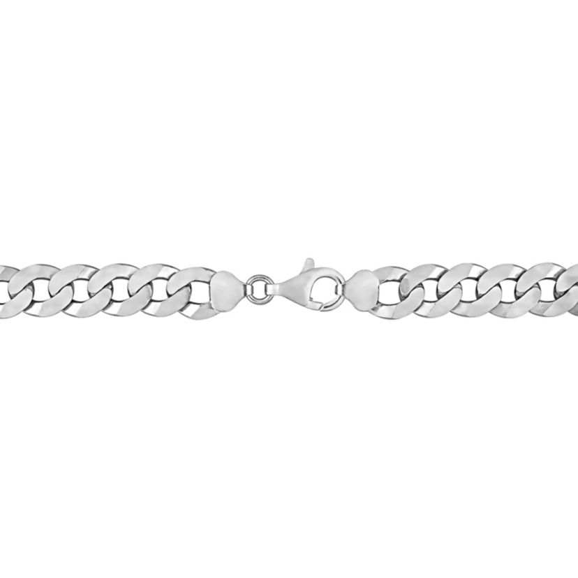 2 Piece Set of Mens 10mm Curb Link Chain Necklace & Bracelet in Sterling Silver, 24" & 9"
