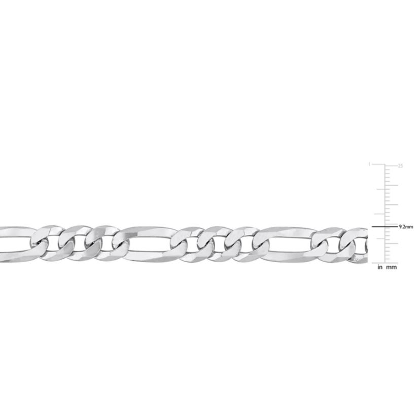 2 Piece Set of Mens 8.9mm Flat Figaro Chain Necklace & Bracelet in Sterling Silver, 22" & 9"