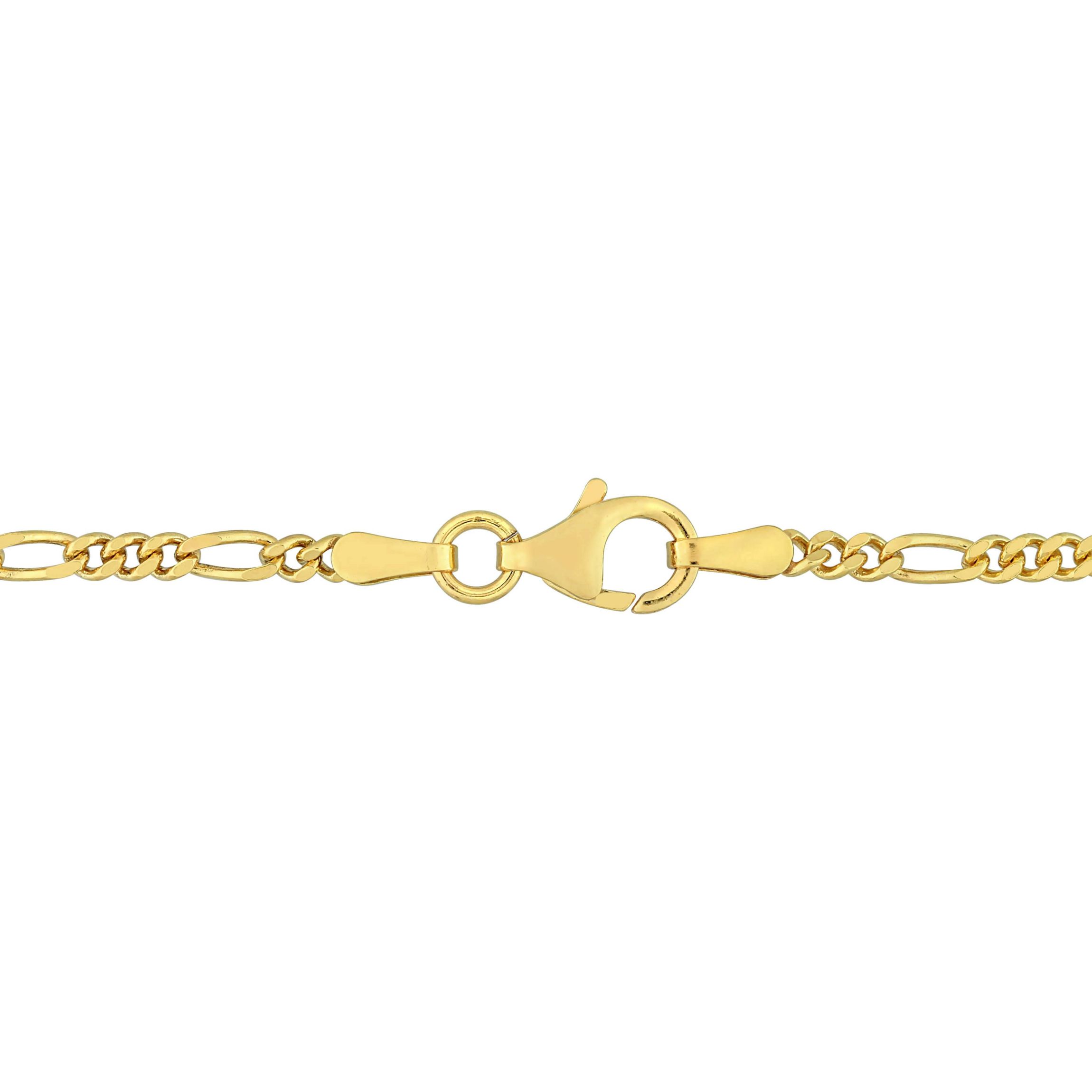 2 Piece Set of 2.2mm Figaro Chain Bracelet & Necklace in Yellow Plated Sterling Silver, 20" & 7.5"