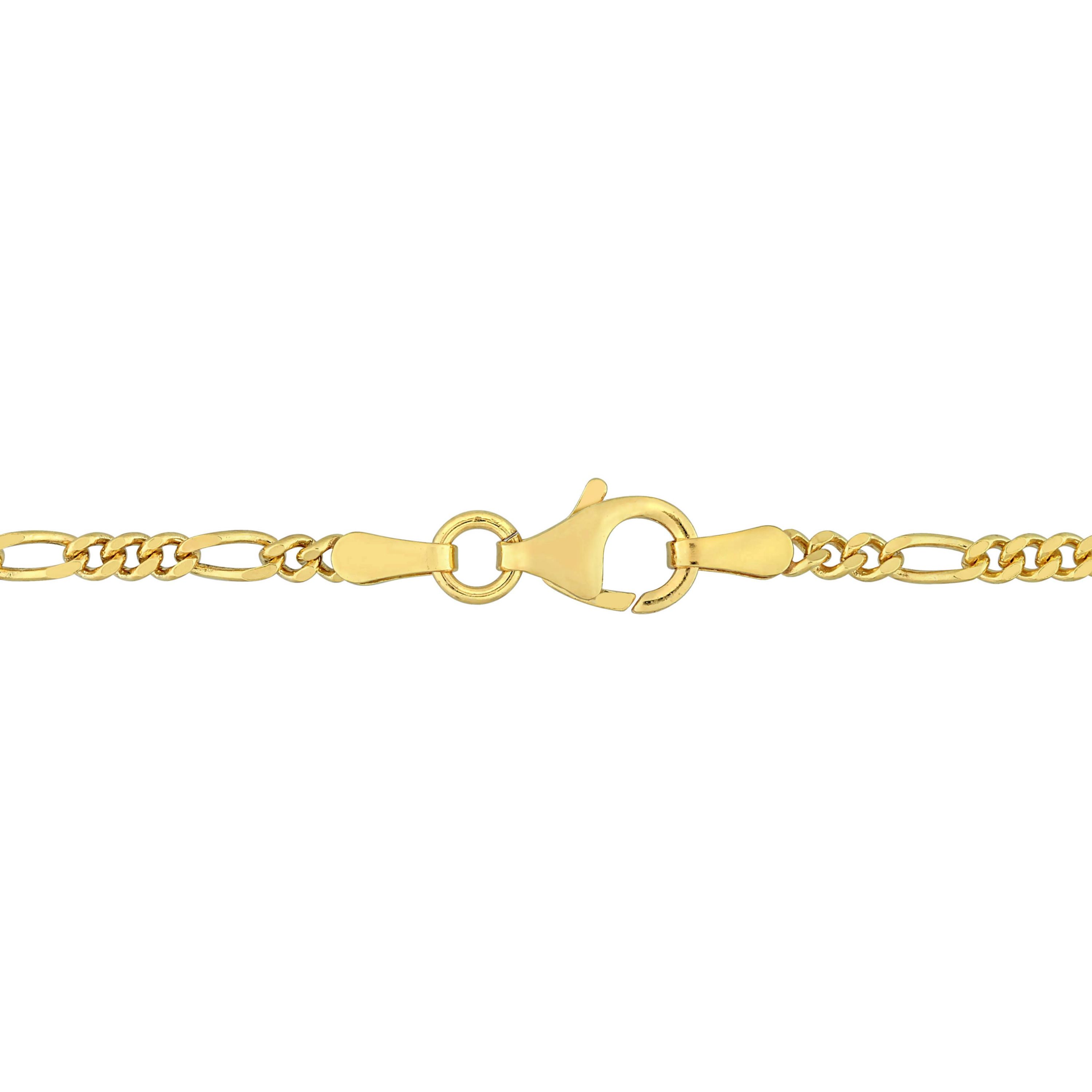 2 Piece Set of 2.2mm Figaro Chain Bracelet & Necklace in Yellow Plated Sterling Silver, 20" & 7.5"