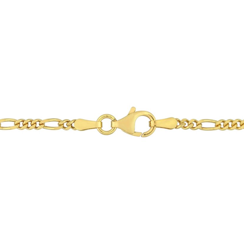 2 Piece Set of 2.2mm Figaro Chain Bracelet & Necklace in Yellow Plated Sterling Silver, 20" & 7.5"