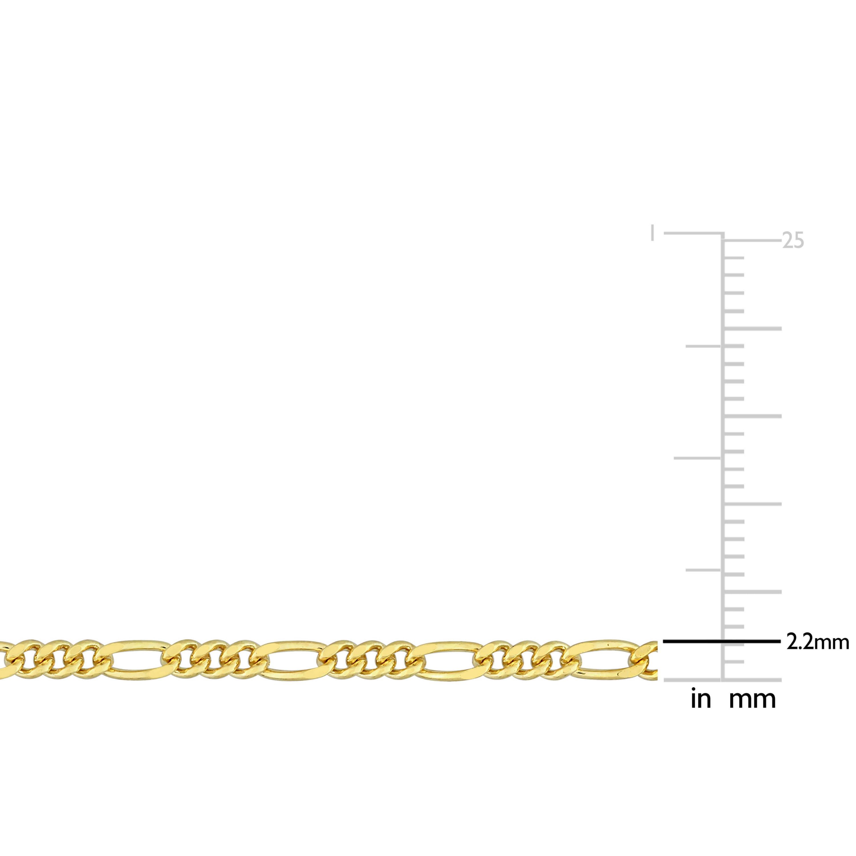 2 Piece Set of 2.2mm Figaro Chain Bracelet & Necklace in Yellow Plated Sterling Silver, 20" & 7.5"