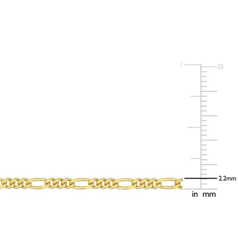 2 Piece Set of 2.2mm Figaro Chain Bracelet & Necklace in Yellow Plated Sterling Silver, 20" & 7.5"