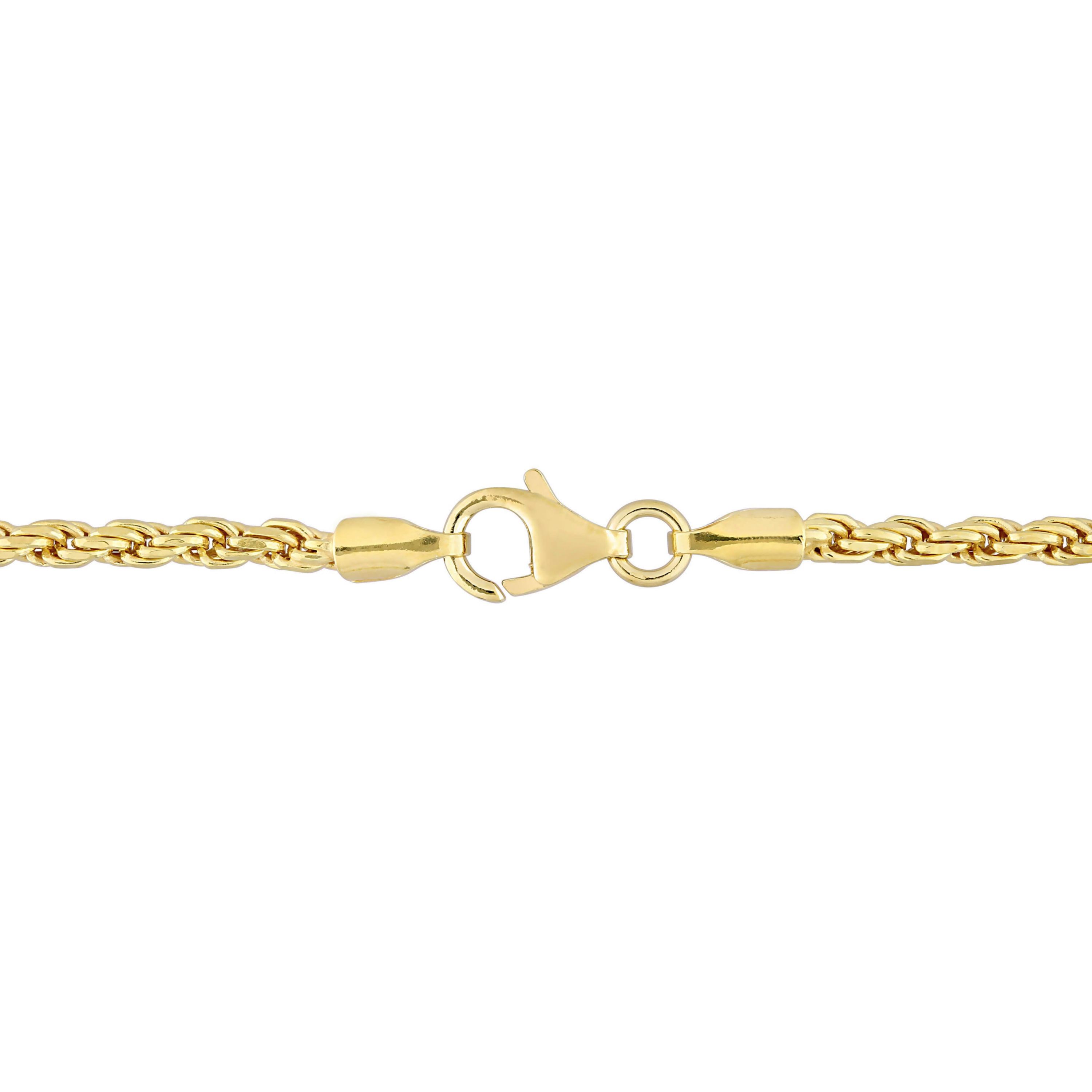 2 Piece Set of 2.2mm Rope Chain Necklace & Bracelet in Yellow Plated Sterling Silver, 20" & 7.5"
