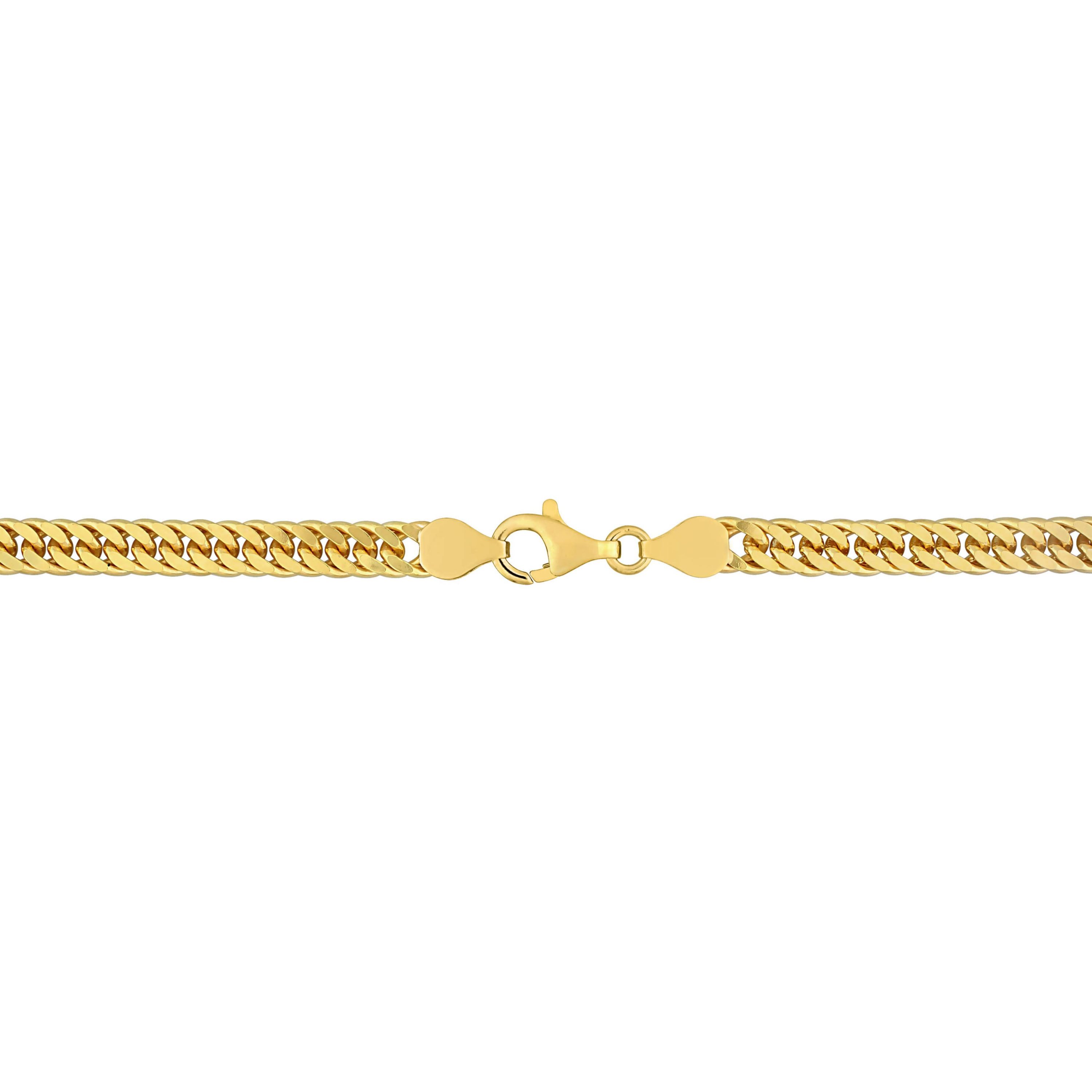 2 Piece Set of 5.5mm Double Curb Link Chain Necklace & Anklet in Yellow Plated Sterling Silver, 18" & 9"