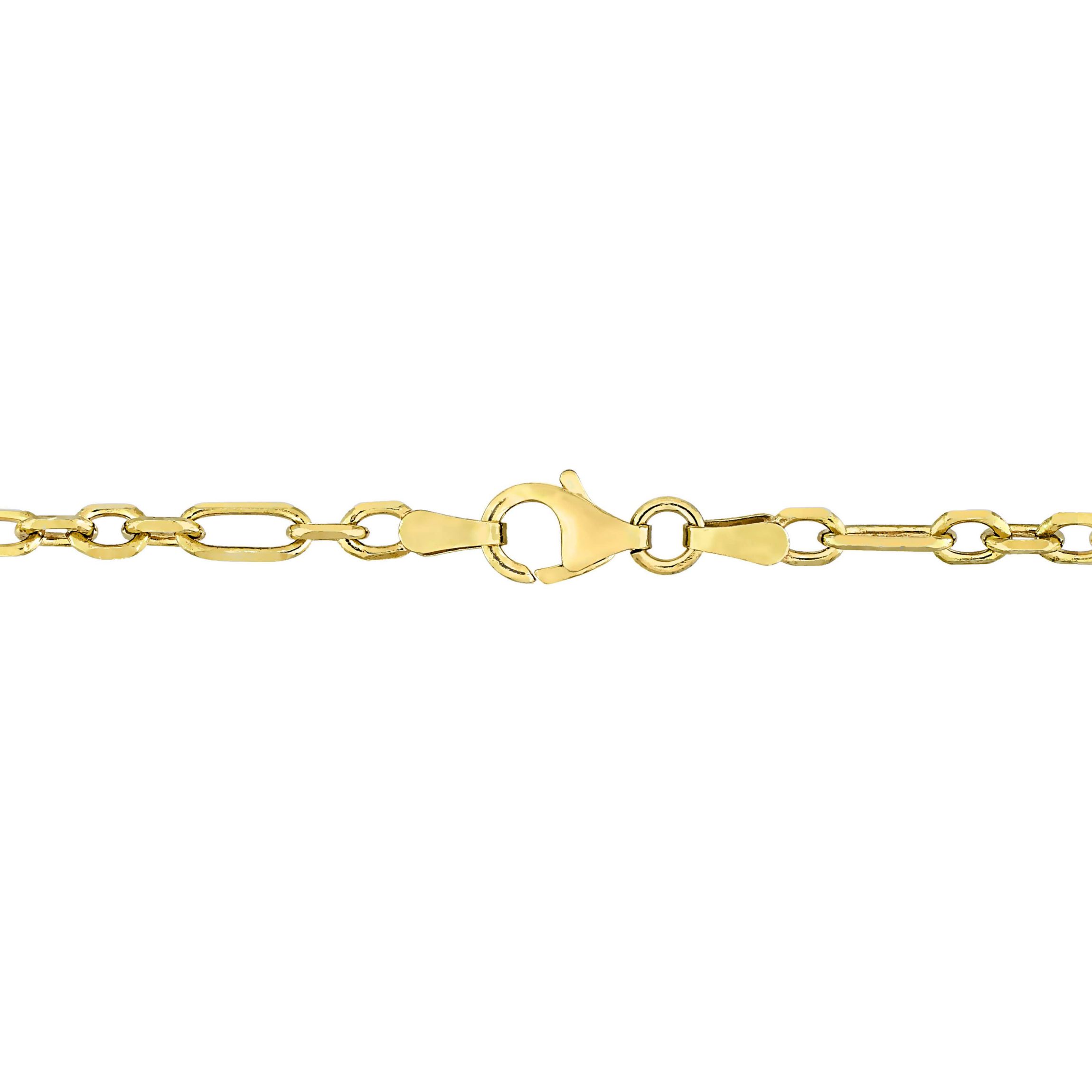 2 Piece Set of 3mm Diamond Cut Figaro Chain Necklace & Anklet in Yellow Plated Sterling Silver, 18" & 9"