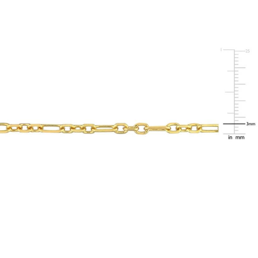2 Piece Set of 3mm Diamond Cut Figaro Chain Necklace & Anklet in Yellow Plated Sterling Silver, 18" & 9"