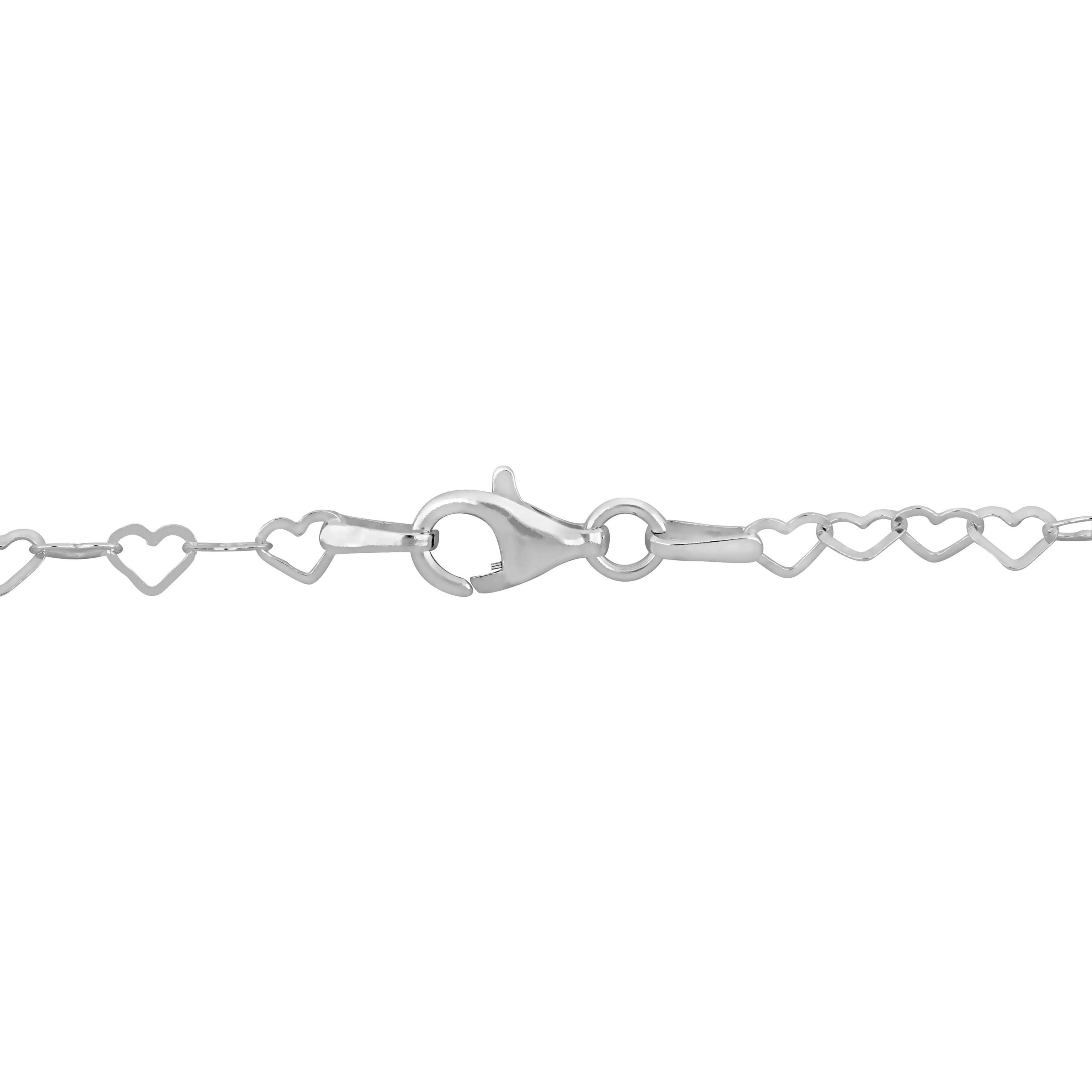 2 Piece Set of 3mm Heart Link Necklace & Bracelet in Sterling Silver, 18" & 7.5"