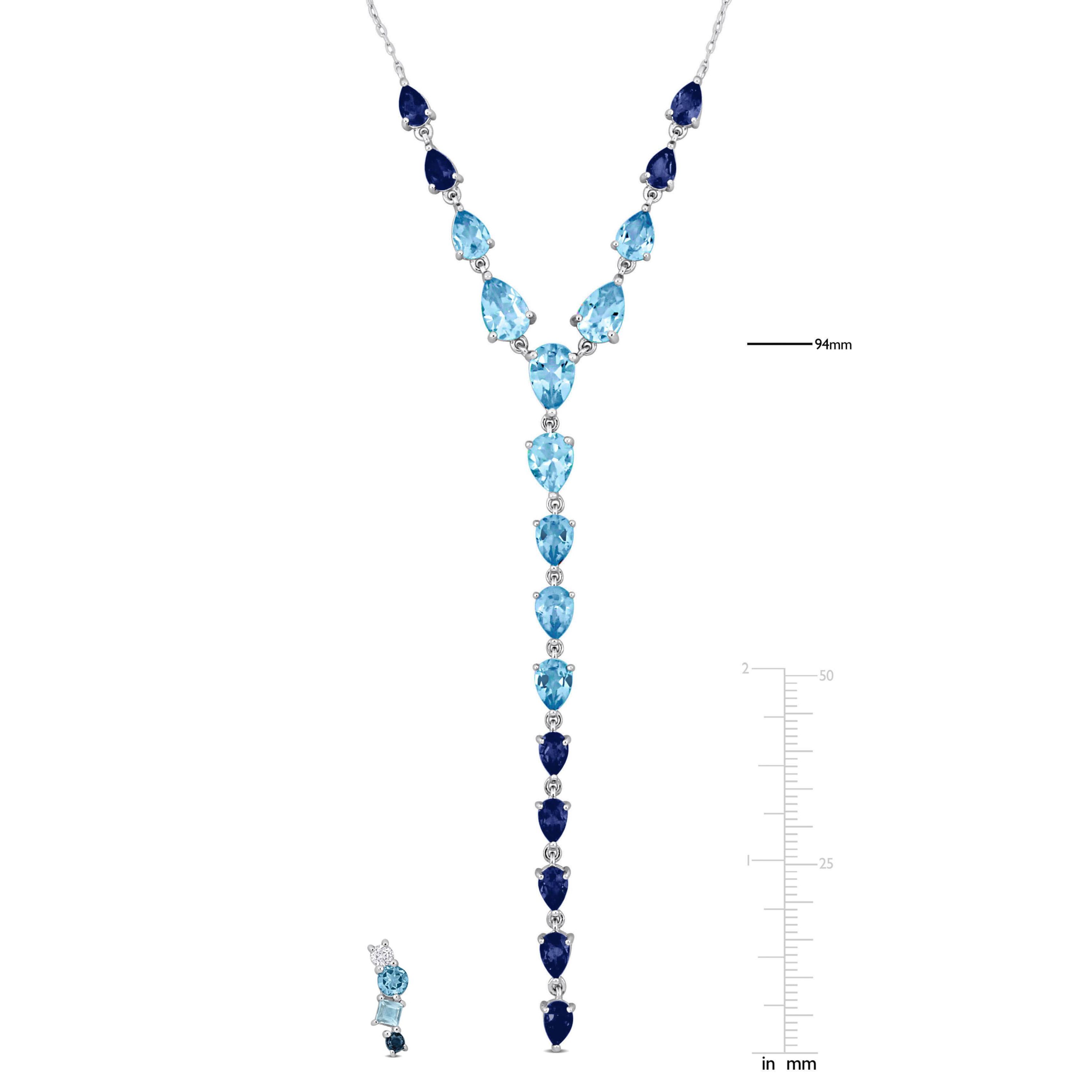 2 Piece Set of Swiss London Sky Blue & White Topaz Earrings & Necklace in Sterling Silver, 18"+2"Ext .